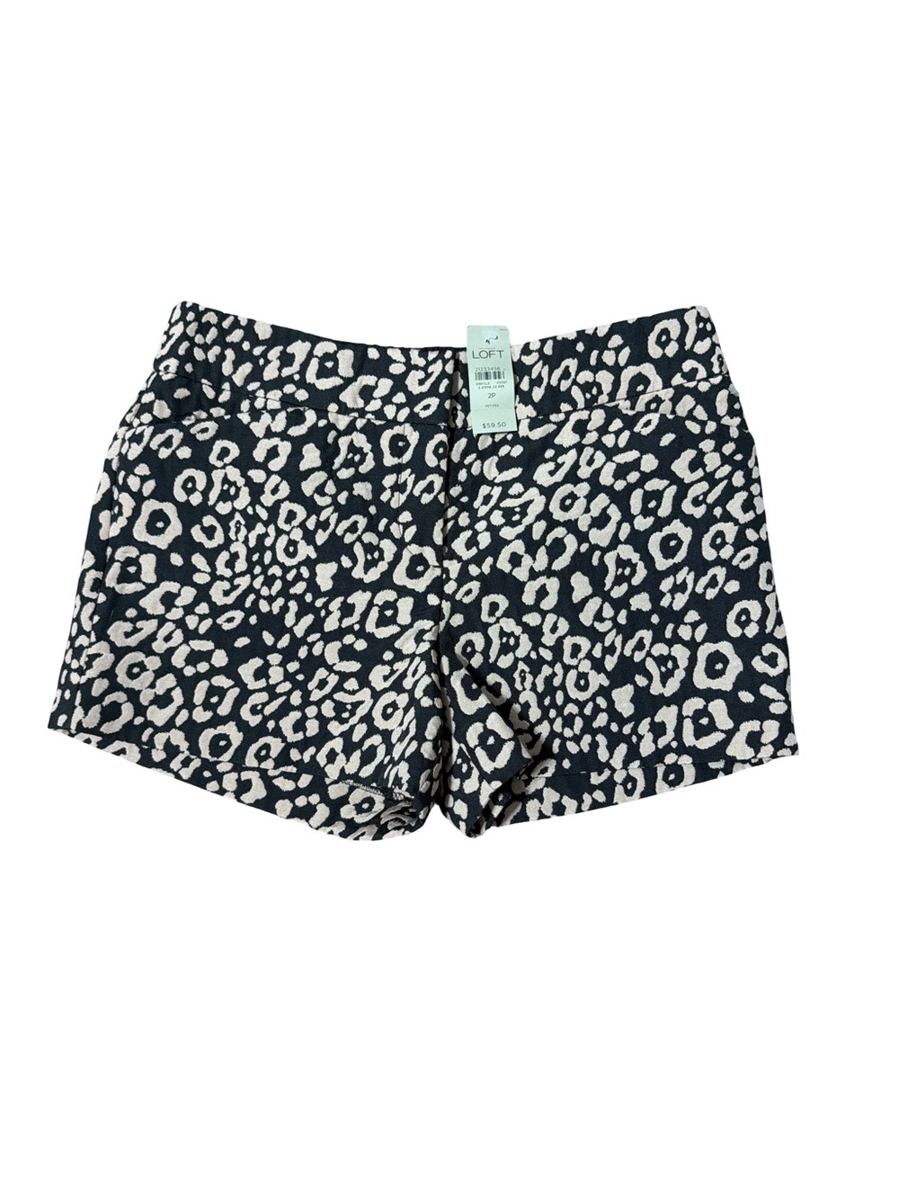 LOFT Black White Leopard Print Bermuda Shorts Size 28